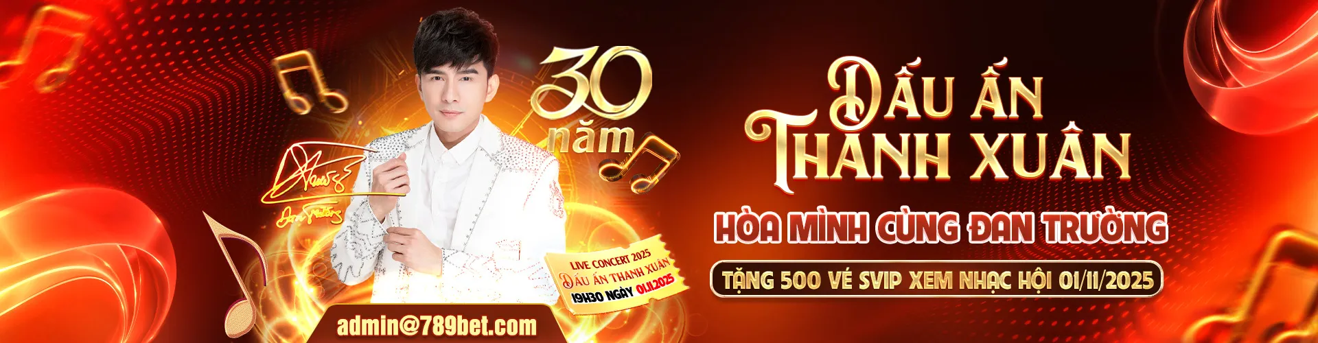 Tặng 500 vé svip xem nhạc xem nhạc hội dấu ấn thanh xuân của ca sĩ Đan Trường cùng 789bet